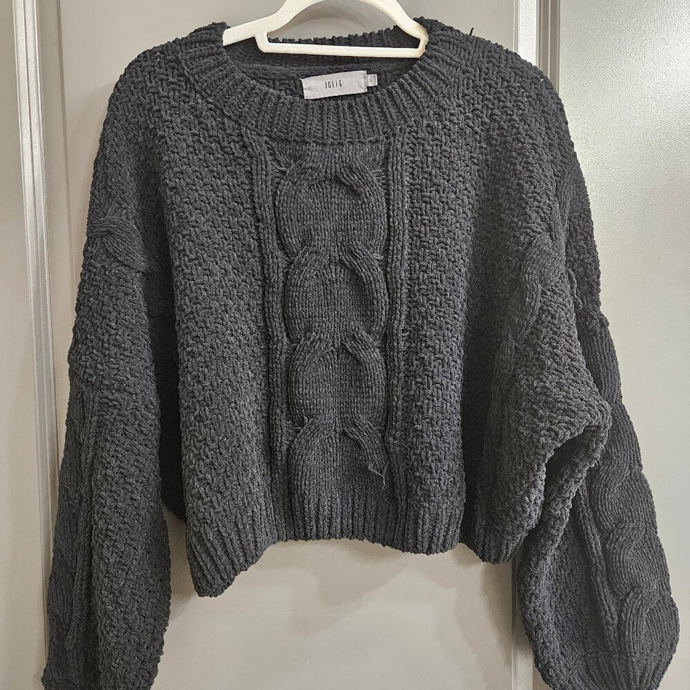 Jolie chunky cropped cable knit sweater black – size S